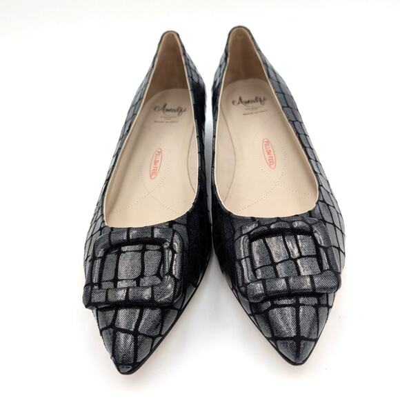 $290 Amalfi by Rangoni Amsterdam Pointed Toe Pump Black Benigni Size US11M EU42 - Picture 2 of 7